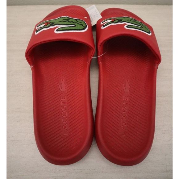 Lacoste 38CMA0073-T2Q Men's Sz 9 Red/Green Croco Slip-On Slide Sandals - Picture 2 of 6
